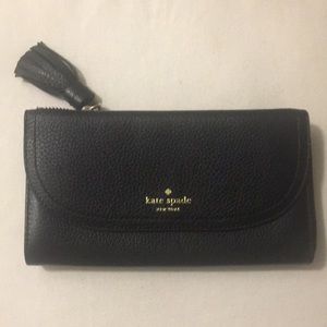 Kate spade black zip around wallet with front flap